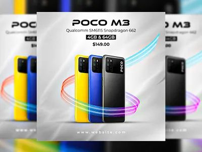 Social media smartphone banner, Poco m3, Xiaomi Global 2d 3d adobe illustrator adobe photoshop adobe xd advertising banner color effect effects facebook ad facebook ads instagram post poster smartphone social media banner white background xiaomi global xiaomi global