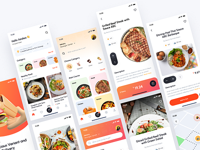 Lezatos - Food Delivery App app booking clean cook delivery ecommerce food gradient lezatos marketplace menus mobile order restaurant store ui kit