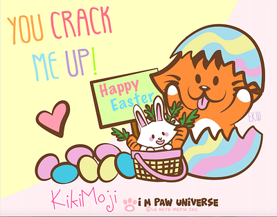 You Crack Me Up KikiMoji Easter 2021 bunny cartoon cartoon character cartoon illustration cat comic cute animals cute art digital art digital illustration easter easter bunny easter eggs eggs family friendship happy easter illustration rabbit webcomics