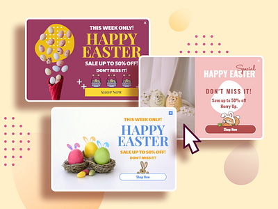 Easter day popup templates bunny conversion rate optimisation easter easter egg ecommerce lightbox modal offer overlay pop ups popup special user interface