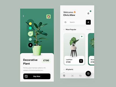 Plant Shop - Mobile App Design 3d branding creative design flower graphic design illustration logo plant ui uidesign ux uxdesign webdesign