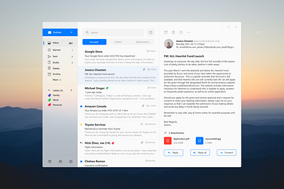 Mailbox — Light mode design email email app email design email template flat flat design flatdesign fluent design fluent design system gmail mail app mailbox minimal ui ui design uidesign uiux windows windows app