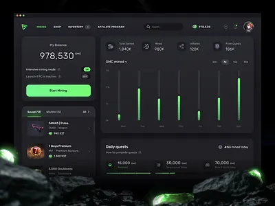 Blockchain App Dashboard product design web design