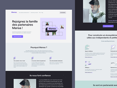 Mansa • Partners page desktop & mobile banking branding collaboration finance fintech header hero illustration landing page loan menu money mortgage responsive testimonials typography