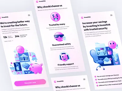 Responsive Mobile View - Investink clean design finance app finance mobile app finance responsive financial management financial management app illustration investment benefit investment market investment plan money market investment money save app mutual funds app mutual funds benefit mutual funds design mutual funds future mutual funds investment mutual funds market mutual funds type responsive