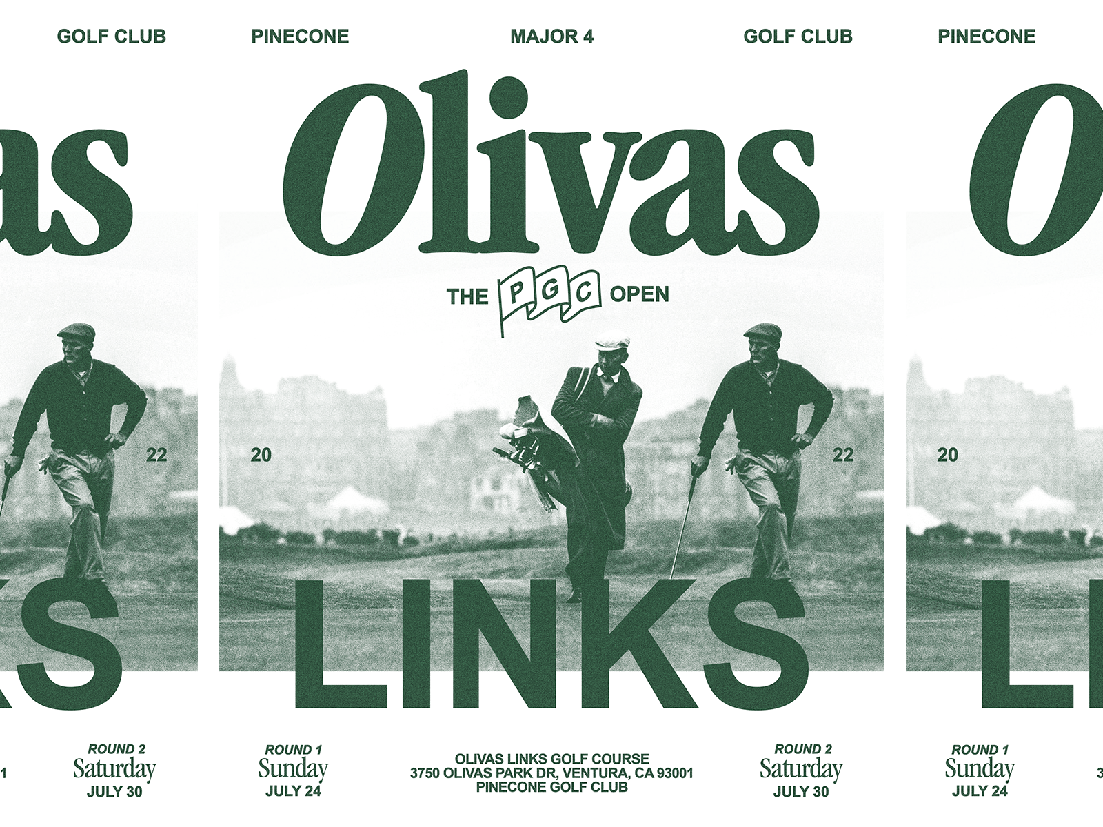 Pinecone Golf Tournament 90s golf golfing graphic poster sports sporty type vintage