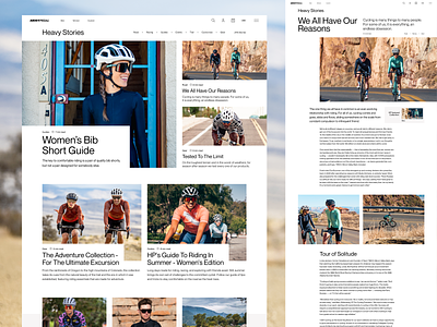 Heavy Pedal Stories apparel article biking blog clean clothing cycling ecommerce editorial figma landing page outdoors product store stories ui web design website
