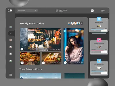 Social Media Dashboard design ui ux
