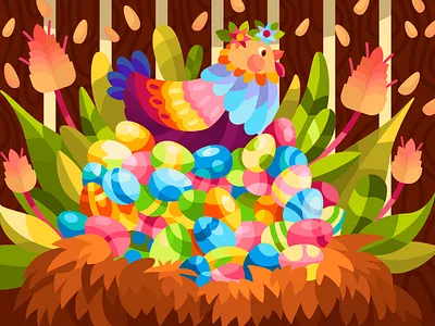 Chicken nest art artist artwork cartoon cartoon illustration chicken color coloringbook decor design digital digital illustration digitalart egg flat illustration illustrator vector vector illustration vectorart