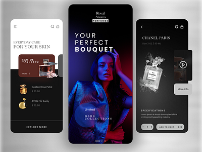 Aroma Store mobile UI design branding cuberto designinspirations fashion flat glass effect glassmorphism interface landing page ui minimalistic mobile app mobile application new design perfume store ui design shopping trendy design webdesign website