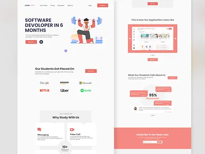 E-Learning Landing Page course app courses designs e learning education education landing page education platform elearning landing page landing page design landingpage online courses online education landing page software development ui uidesign web design webdesign website design website designing
