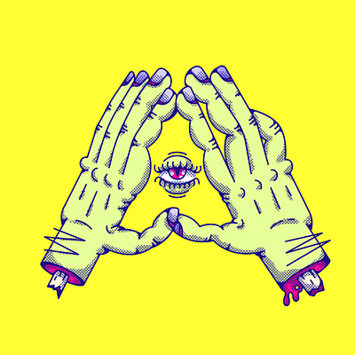 Day 1: A 36daysoftype 36daysoftype08 cartoon comic design doodle eye hands illuminati illustration illustrations type typogaphy vector