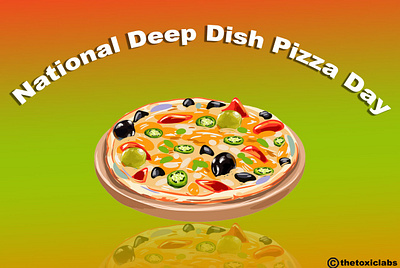 National Deep Dish Pizza Day design graphicdesign illustration photoshop poster design socialmedia ui ux vector