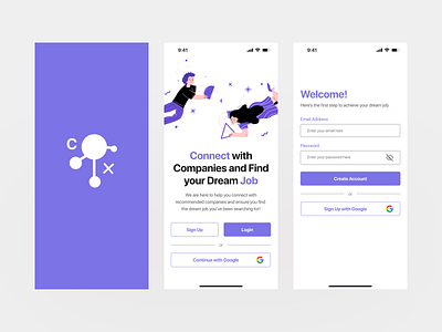 JobConneX - Job Connect Mobile App Design app art branding design illustration logo typography ui ux vector