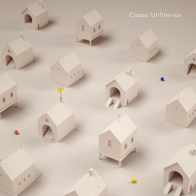 Utilitary Houses 3d art 3d illustration ceramic cinema4d design francisco cortes houses illustration industrial design octanerender poetry rhino vray