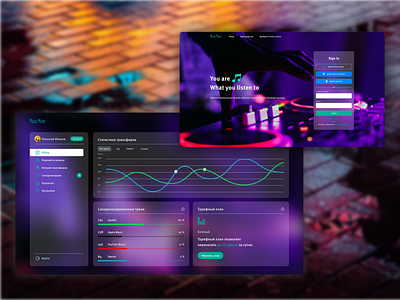 Music Move design glassmorphism prototyping ui webapp