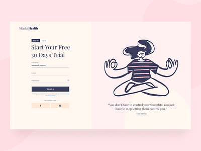 MentalHealth- Sign Up UI app daily ui dailyui001 dailyuichallenge mentalhealth minimal ui ux web website