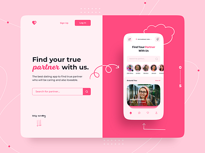 Dating Web and App UI animated gif branding bumble chatting dating dating app dating app design dating logo dating website datingapp design illustration tinder ui