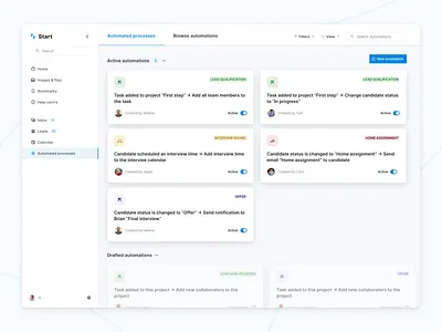 Automation Dashboard Concept for a SaaS app automate automation card design saas saas app saas design saas website ui design uidesign