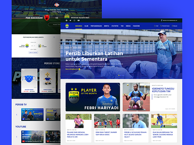Persib - Web Landing Page blue football football app football club landing design landing page landing page design layout design layout exploration persib soccer soccer app sport sports ui ux web web design website website design