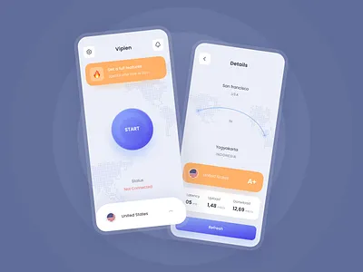 Visual exploration for VPN app app design blue country details home illustration start status ui ux vpn vpn app