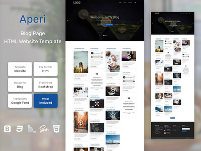 Aperi Blog Page HTML Web Template V1.0 bem blog business homepage html personal portfolio sass shop store web website