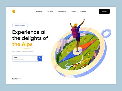 Alps - Landing Page Design clean colors illustration illustrator landing page landing page concept landing page design landingpage travel agency travel app travel service ui uidesign uiux uxdesign web design website