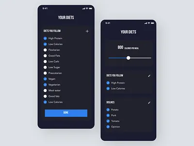 Diet tracker App app design flat minimal ui ux web