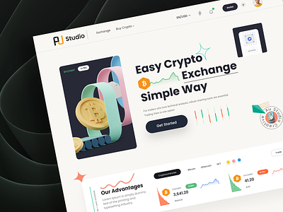 Web Design for Сrypto Exchange bitcoin bitcoin exchange blockchain crypto exchange crypto trading crypto wallet crypto website cryptocurrency currency converter homepage design landing page money transfer web application design website header