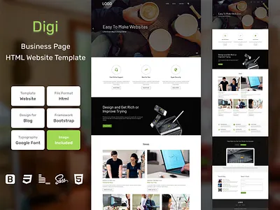 Digi Business HTML Web Template V1.0 bem blog business homepage html personal portfolio sass shop store web website
