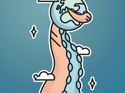 We're gonna need a bigger boat. art clean design graphic design illustration illustrator minimal monster octopus planet planet earth space squid vector web website