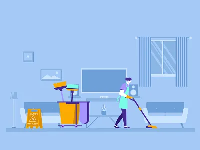 Woman Cleaning a Foreclosure Home 2d business character cleaning design dribbble flat design foreclosure graphic illustration inspirations minimal shot vector