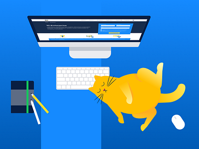 Cat Illustration 1ci cat computer flat illustration laptop maracas mexican mexico minimal sombrero vector