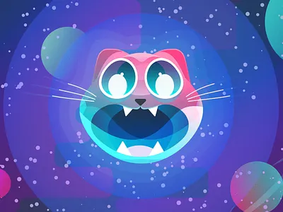 AstroCat art cat cats clean design graphic design illustration illustrator planets space stars vector