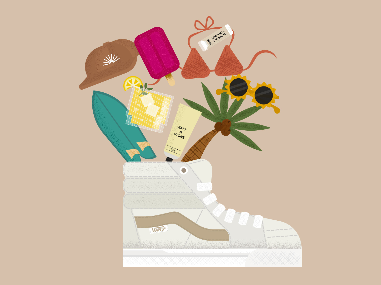 Summer in Vans ae aftereffects animation design graphic graphic design illustration illustrator palm tree popsicle shoe spf summer sun sunglasses surf vans