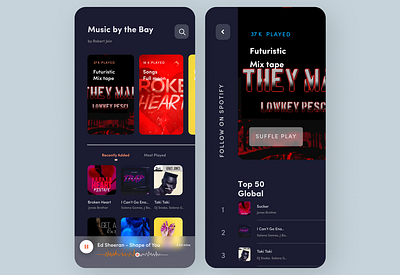 Online Music App design minimal ui ux web