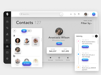 Contacts Dashboard art design eclean eclean ui ux web