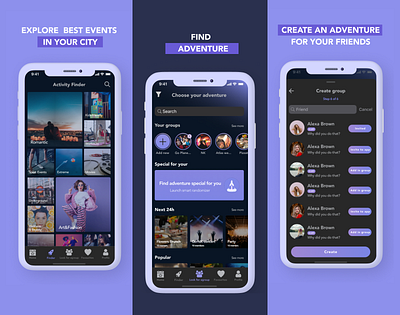 AdventFinder - mobile app design app store app ui event app figma finder app iosapp meeting app mobile app design mobile ui ui uiuxdesign