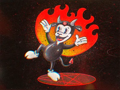 Baphomet the demon 1930s baphomet cartoon cartoon character character character design characterdesign demon halftone hell illustration illustration art lowbrow art lowbrowart procreate rubber hose rubberhose vintage