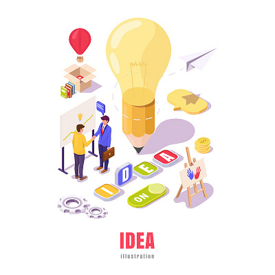 idea isometric vector 3d cartoon concept design idea ideal illustration isometric ui vector vector art vector illustration web