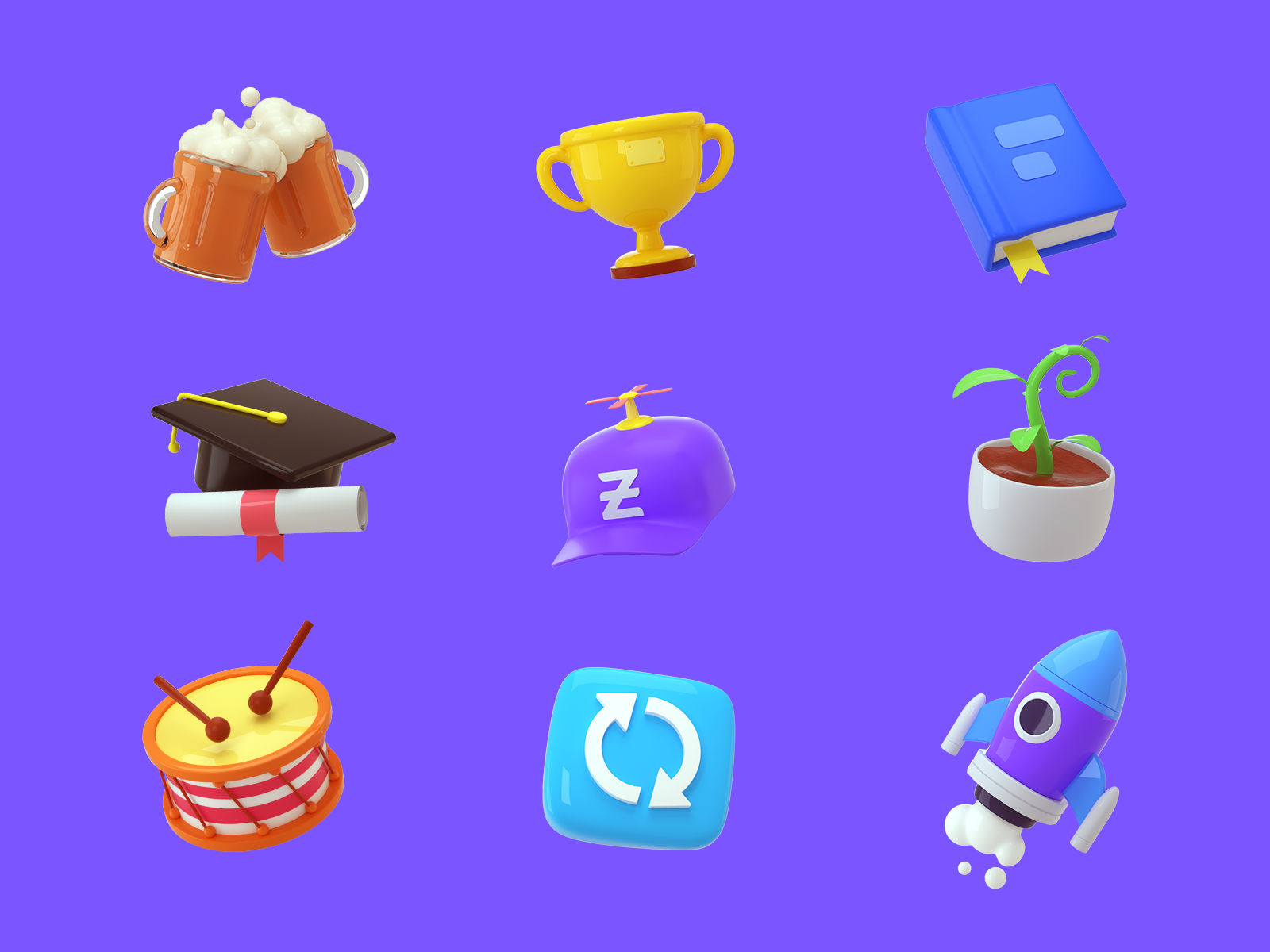 Example of 3d icon set