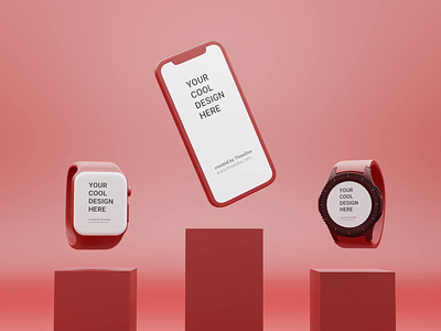 Triplet mockups 3d apple apple watch blender design illustration iphone mock up mockup mockup design mockup template mockups red samsung samsung gear template ui web website