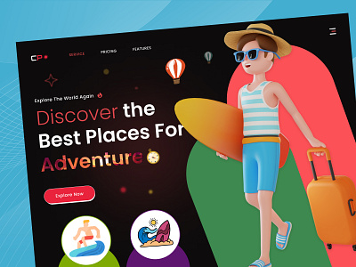 Adventure Landing Page Design adventure booking camping cpdesign creativepeoples explore landing page outdoors tour tourism travel travel agency travel website traveling trending trip trip planner vacation web web design