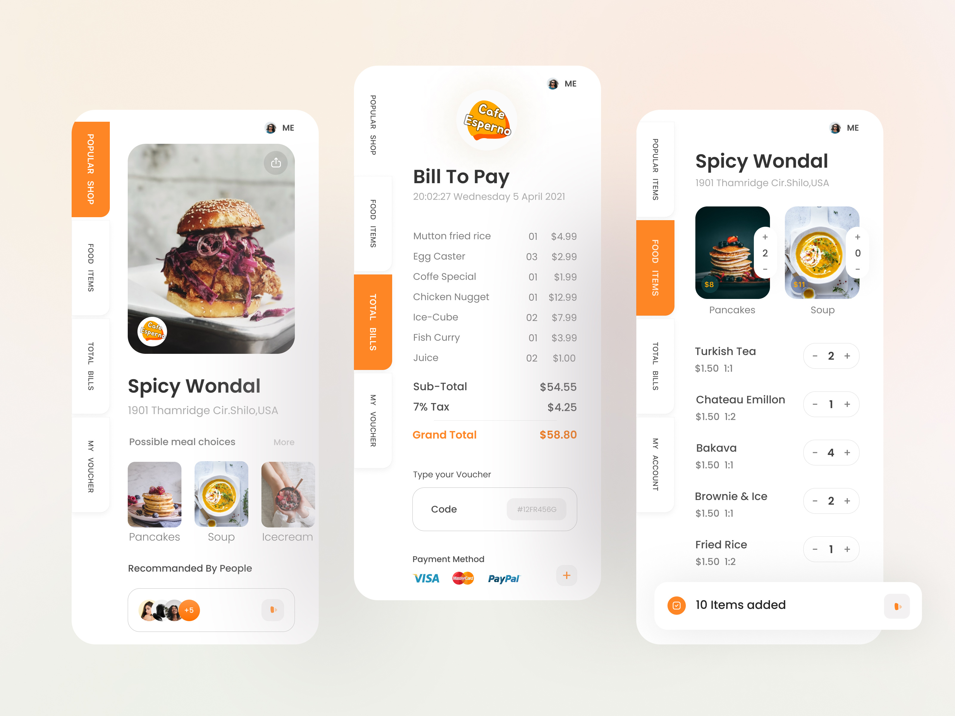 Food App UI Concept Part 01 android app appui bill burger color design foodapp illustration ios minimal mobile app design mobileapp onlineorder payment typography ui uiuxdesign ux vector