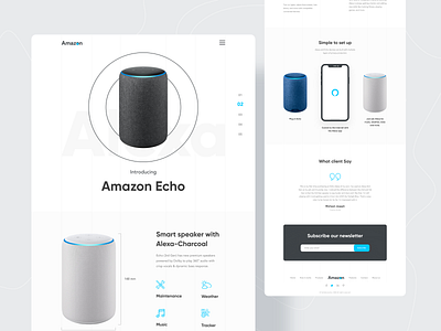 Amazon Echo : Product Landing page 2022 trend clean creative dribbble best shot landing page landing page design minimal modern popular shot redesign trends ui ui design ui ux design ux web design webdesign website website concept website design