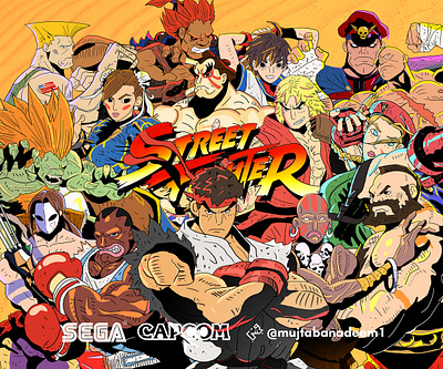 Streetfighter animation bison capcom chunli design flat guile illustration ken muslim pakistan pakistani ryu street fighter streetfighter vector videogame