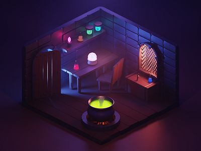 Wizard room 3d 3d modeling blender fantasy illustration isometric isometric room magic room wizard