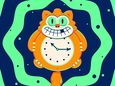 Tik Tok branding cat clock illustration illustrator the creative pain tic tok vector