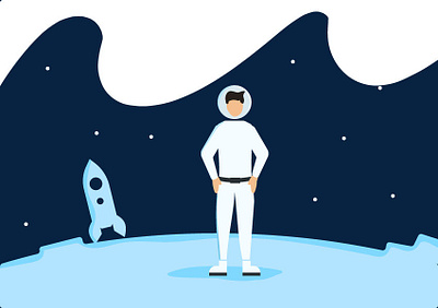 «Why we are not fly to the moon?», editorial illustration advertising blue branding design flat illustration simple ui vector web