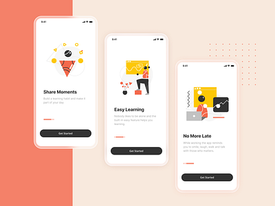 Onboarding For e-Learning Mobile App app design elearning courses illustration onboarding ui ui design